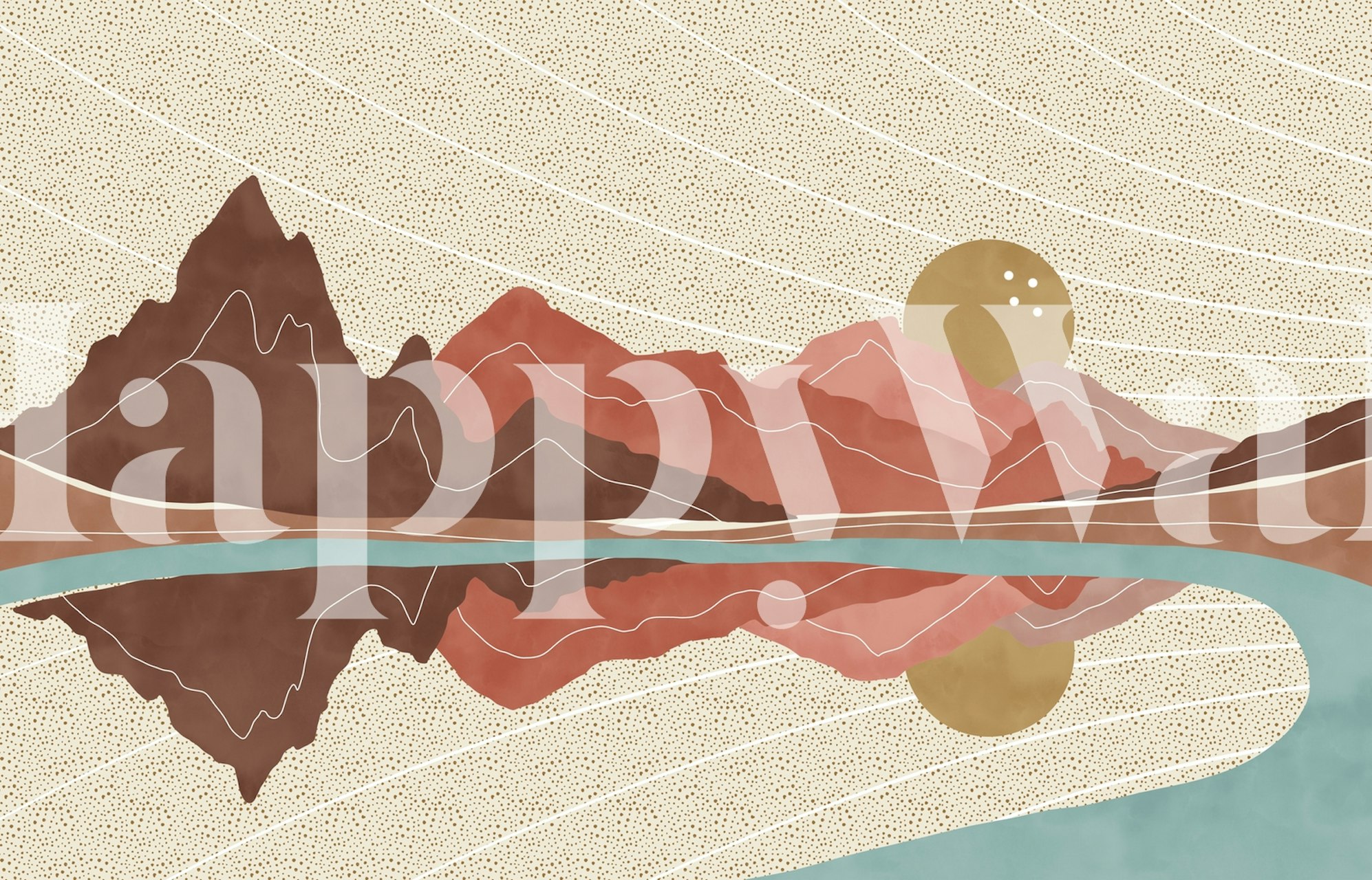 Simple lagoon landscape wallpaper in a room