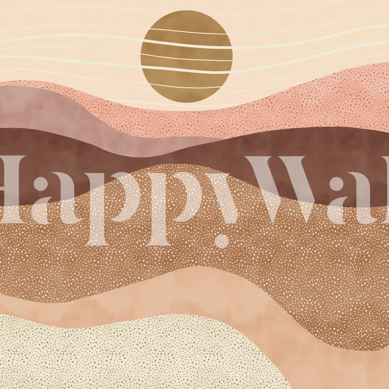 Abstract sunset landscape wallpaper with warm shades of pink, brown, and cream