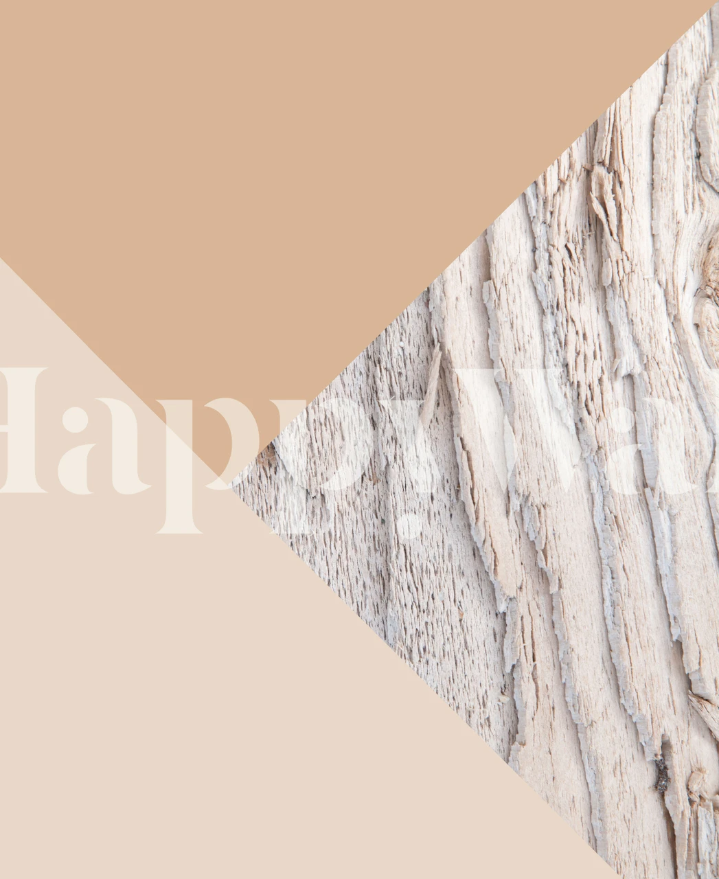 Wood meets Warm Beige Geo wallpaper in a room