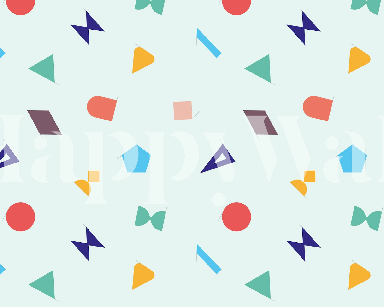 Colorful geometric shapes in various colors on light background wallpaper