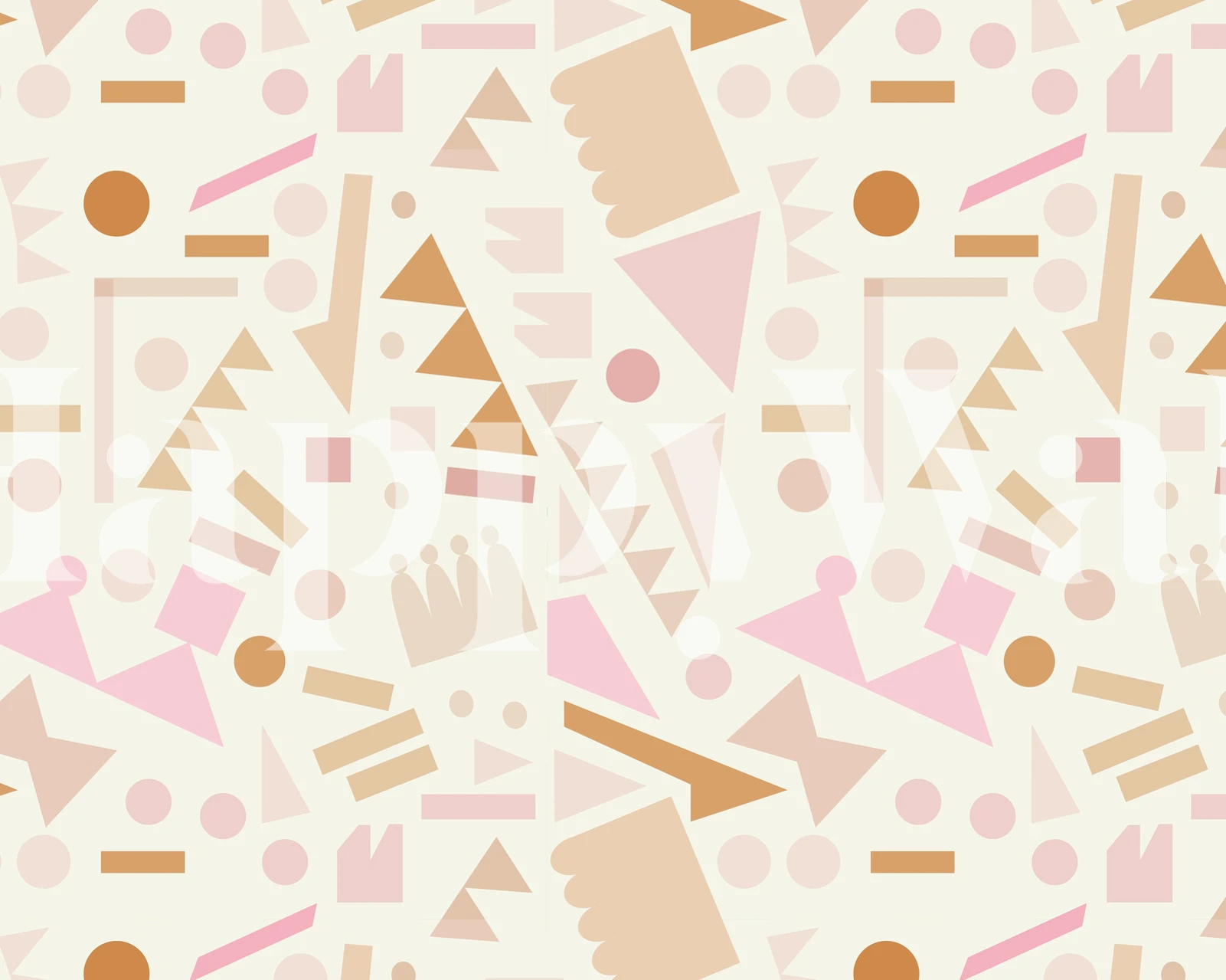 Abstract pink, beige, and white geometric shapes on wall mural