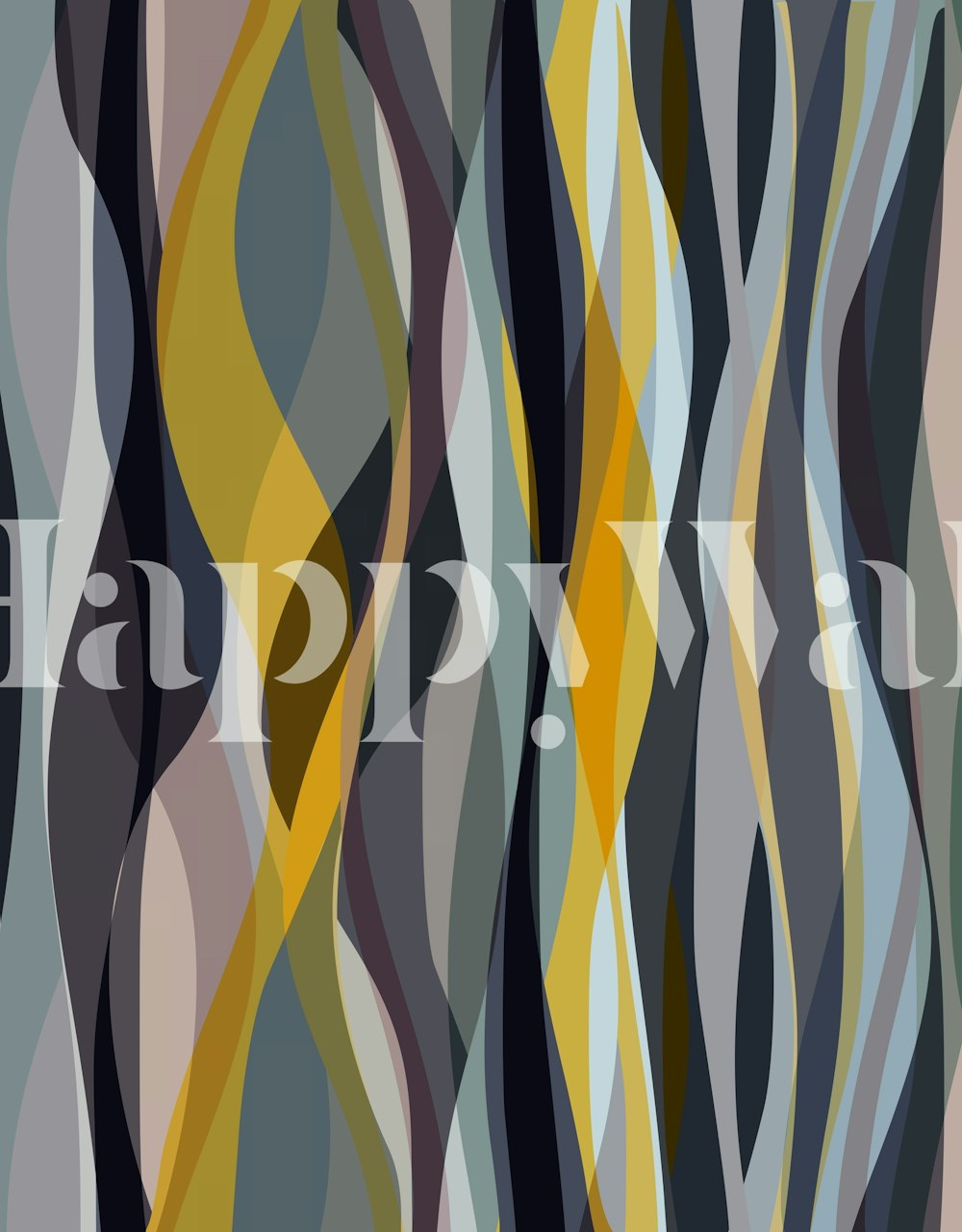 Modern abstract striped wallpaper with waves in gray, yellow, and muted colors