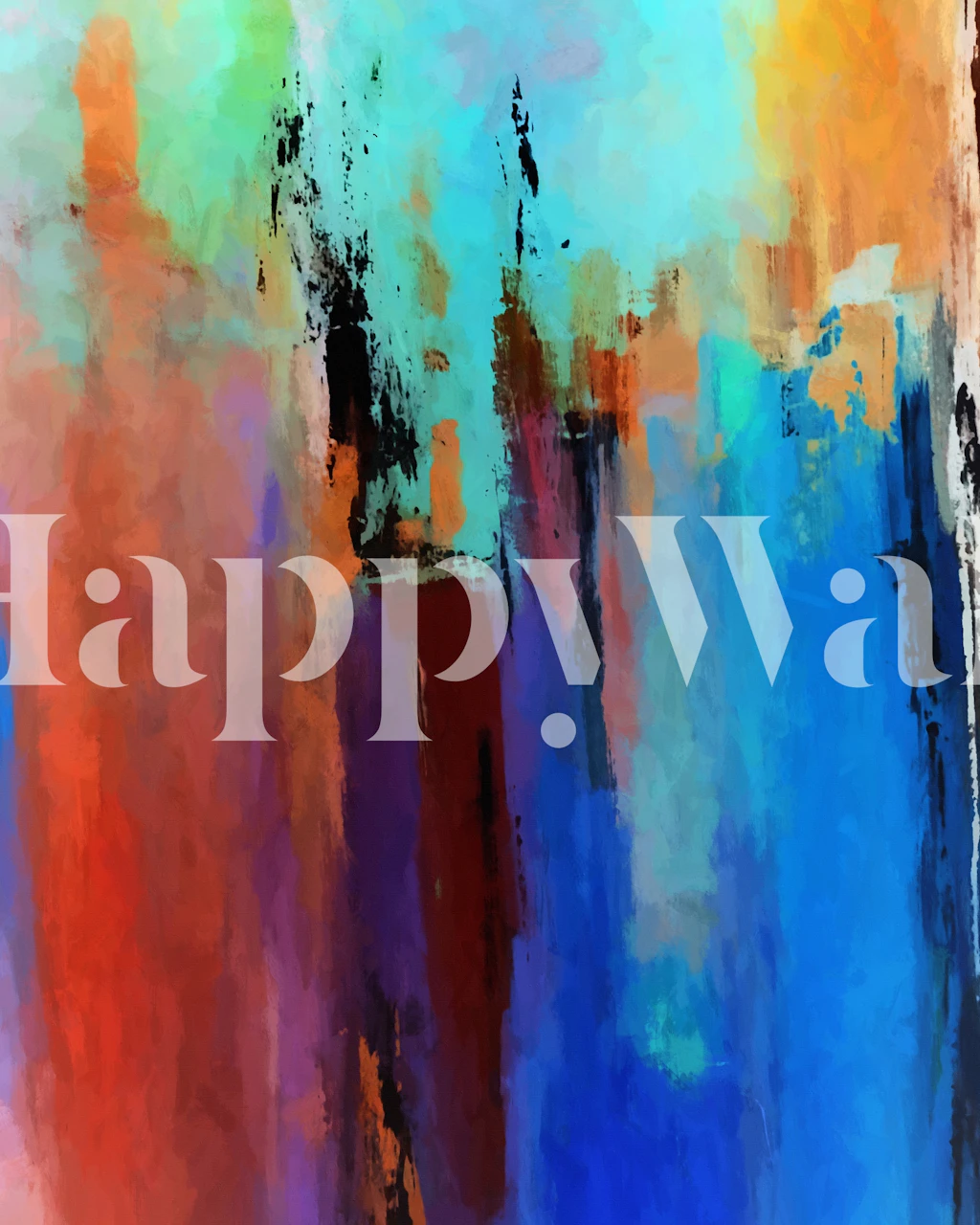 Colorful abstract wallpaper in a room