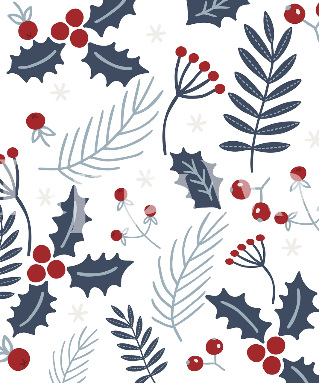 Wandbekledingsontwerp van Holly And Winter Berries