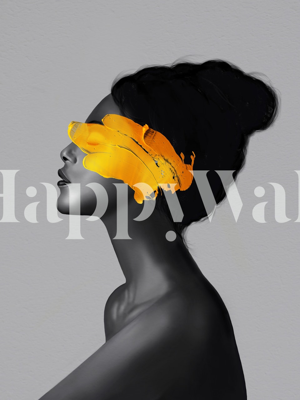 Konstnärlig tapet av en kvinna med en ljus gul accent