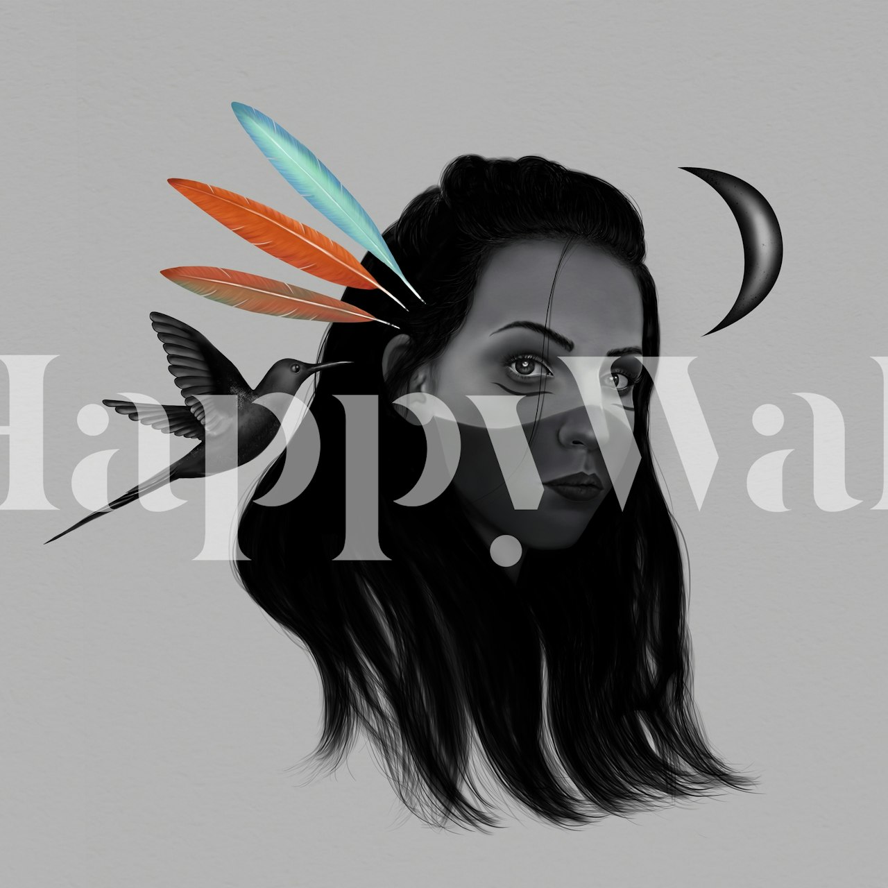 Mystic Girl tapetdesign i ett rum