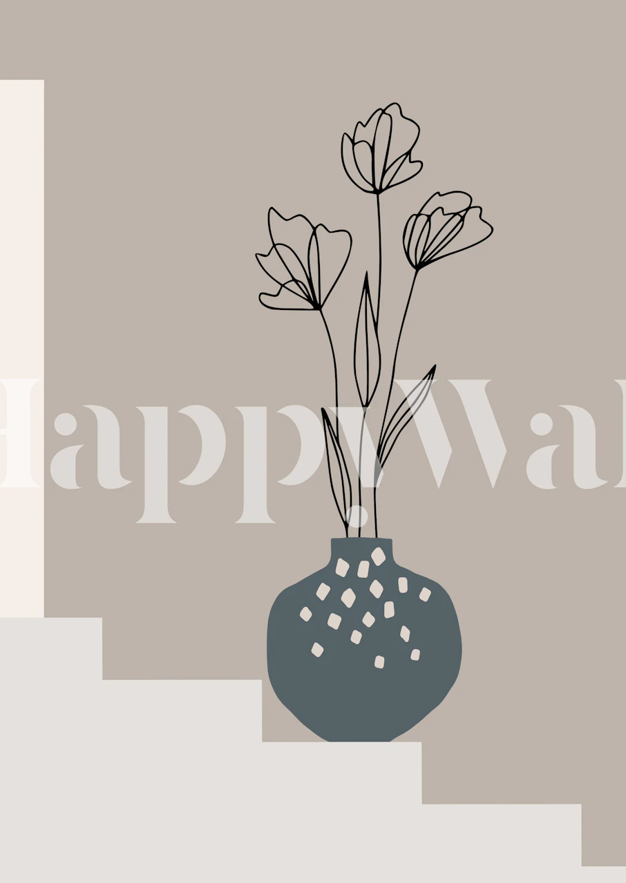 Fototapeta Minimalistická ilustrace květin ve váze na schodech