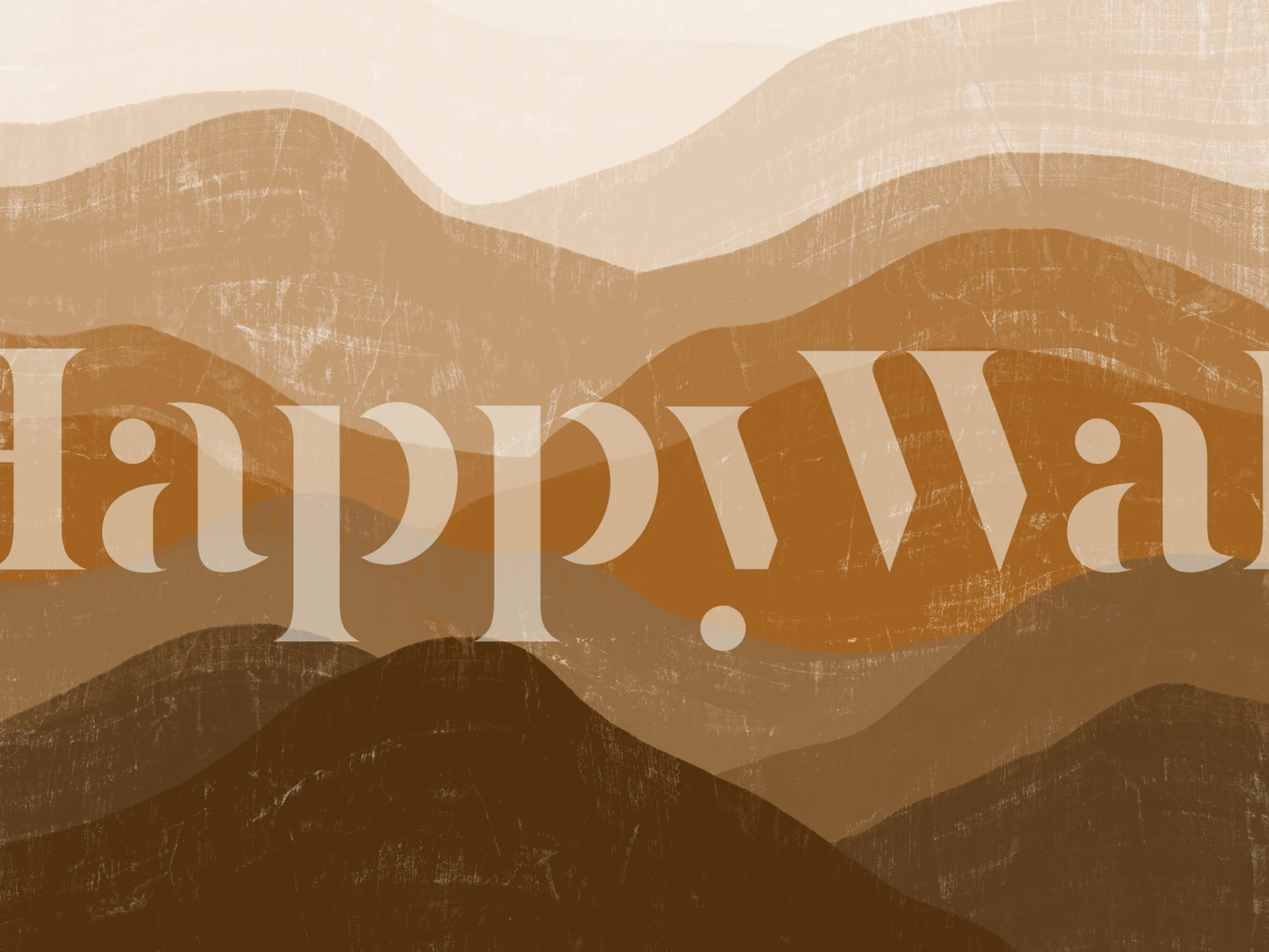 Layered mountain landscape in warm browns and creams wallpaper