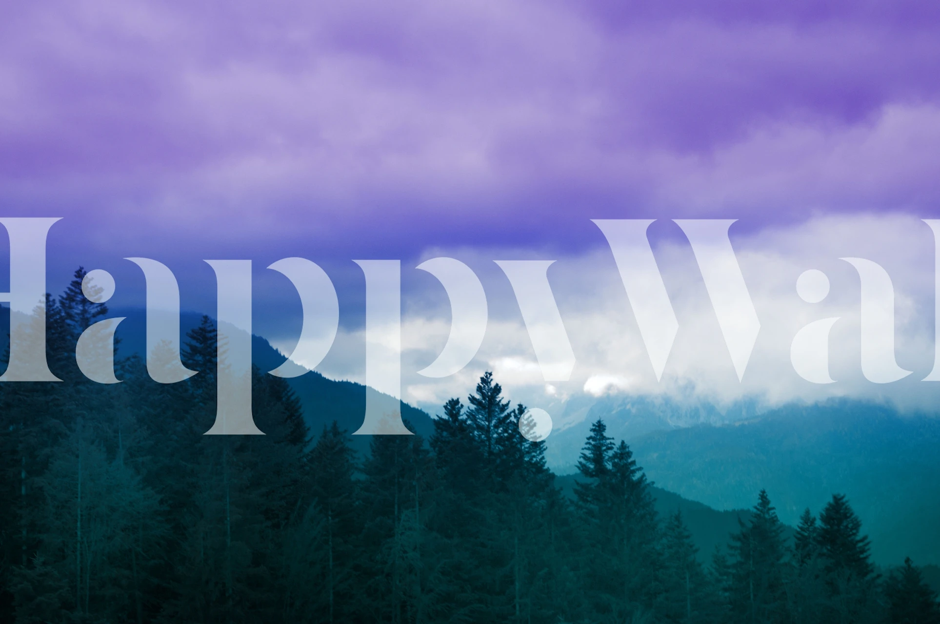 Mountain landscape with purple and teal tones wallpaper