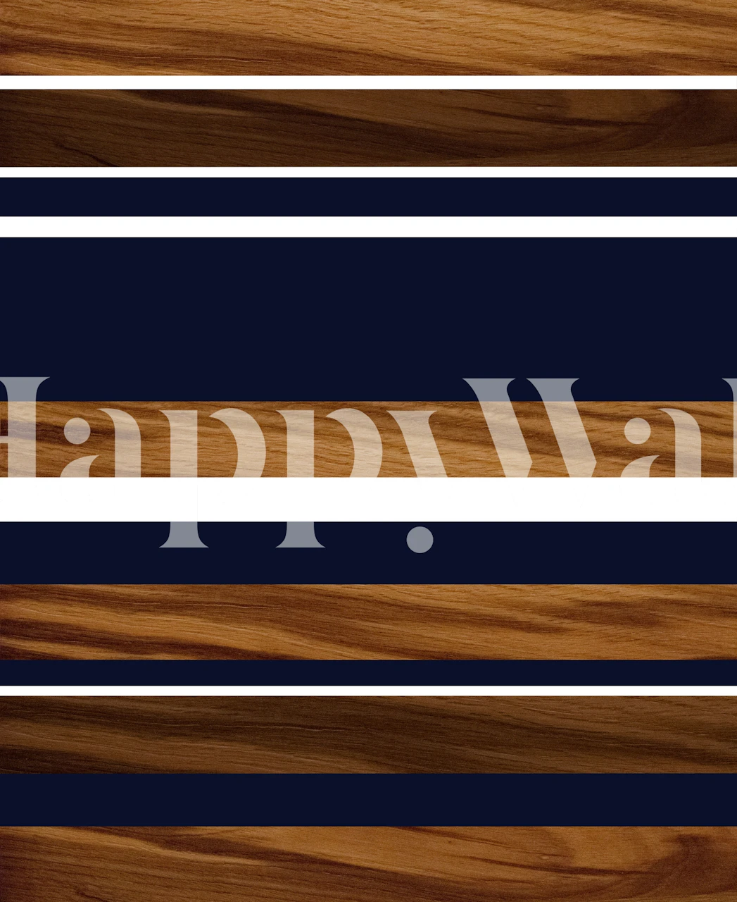Wood navy blue white stripes Tapete in einem Raum