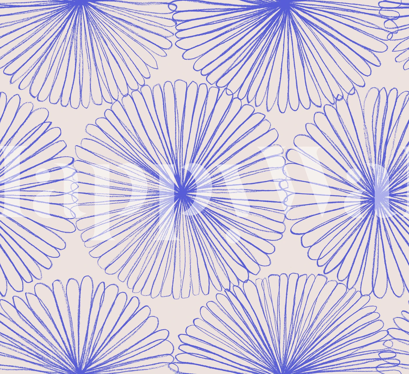 Blue floral pattern design on beige wallpaper