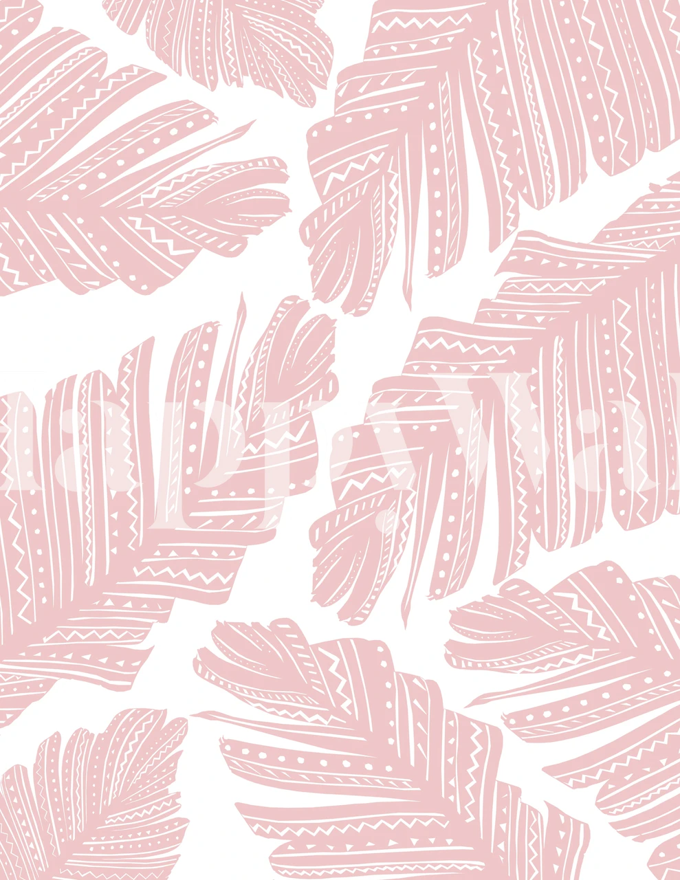 Blush tropical banana leaves pattern wallpaper