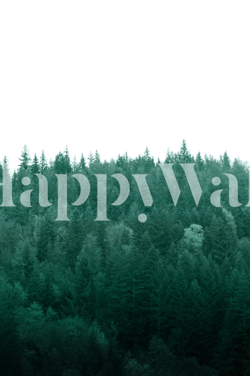 deep green pine trees wallpaper with soft gradient