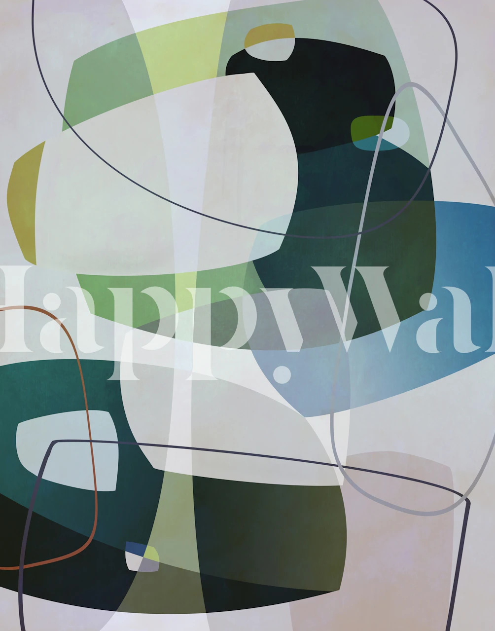 Abstract composition wallpaper in a room