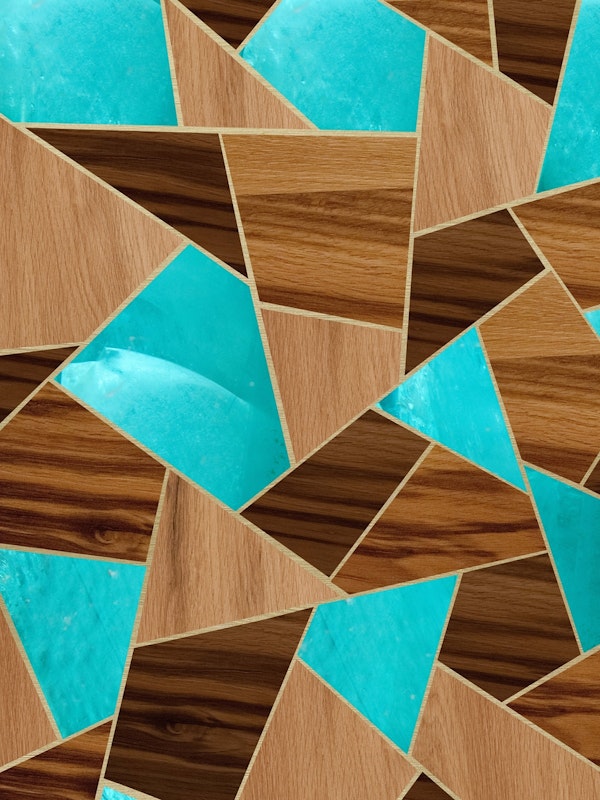 Wood Turquoise Stone Geo 1