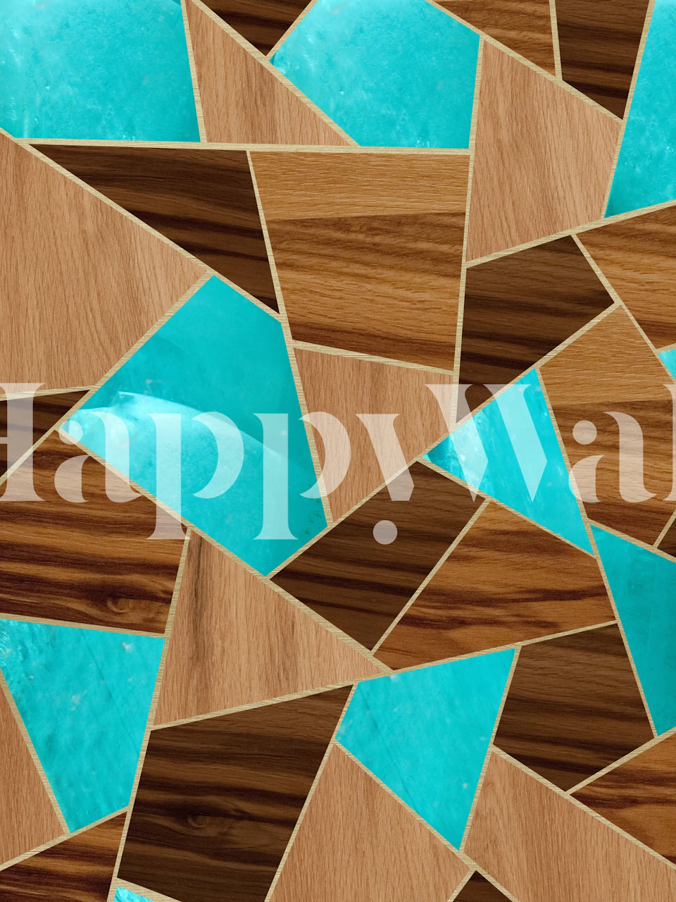 tapeta Wood Turquoise Stone Geo 1 w pokoju
