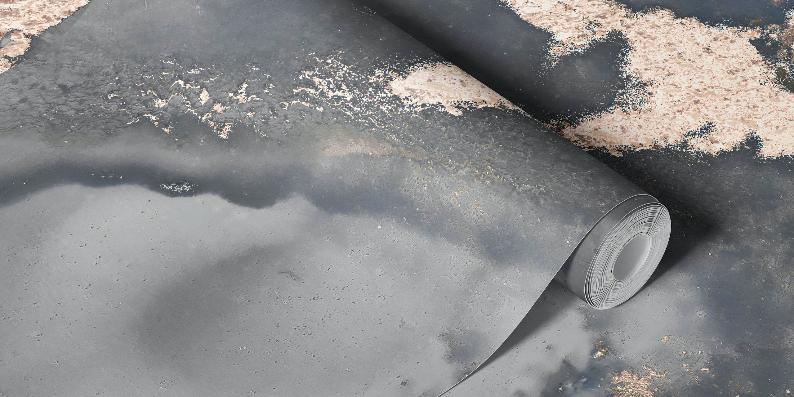 Fotomural vinílico abstrato de arte em tinta alcoólica com cores cinza e dourado