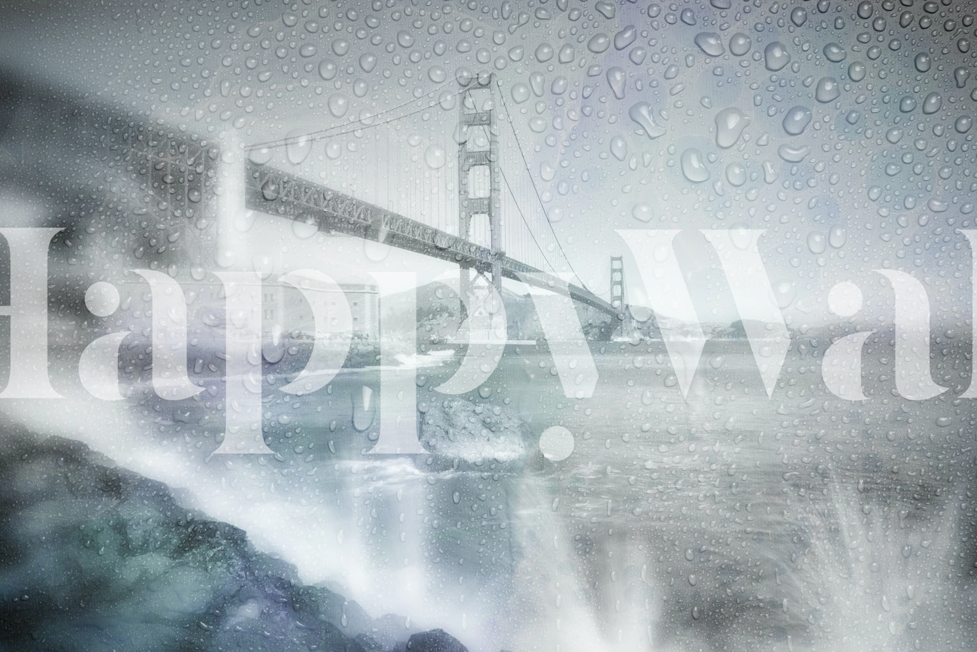 Fototapeta Mglisty most Golden Gate z kroplami deszczu
