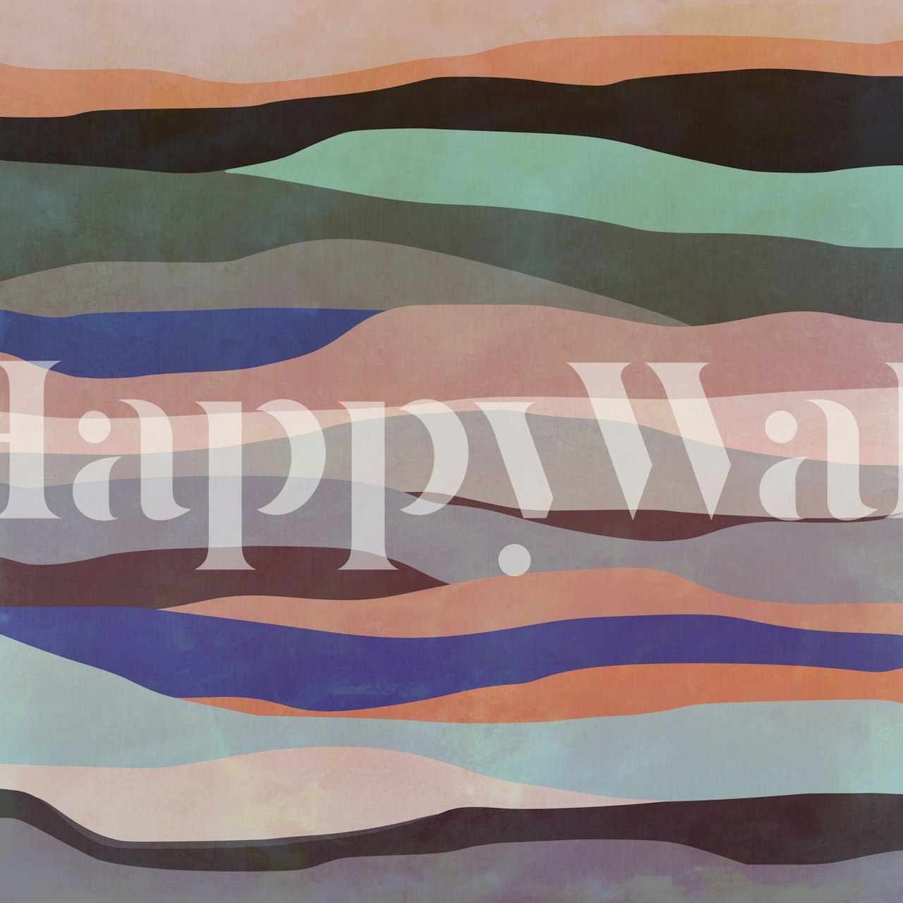 Abstract waves wallpaper in a modern interior