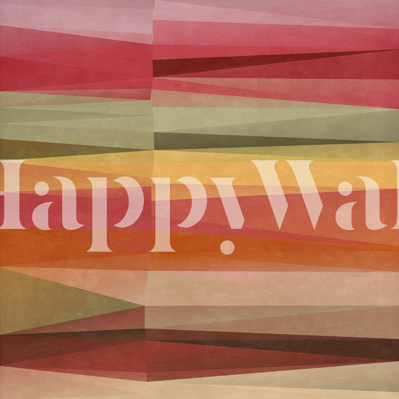 Μοντέρνο αφηρημένο τοίχο mural με οριζόντιες ρίγες σε αποχρώσεις κόκκινου, ροζ, πράσινου και κίτρινου