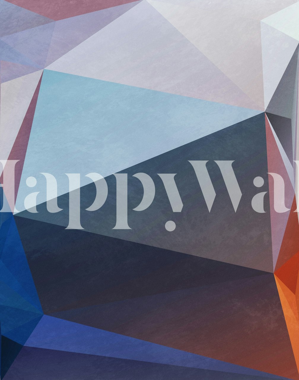 Geometric angular shapes in blue, gray, and orange wallpaper
