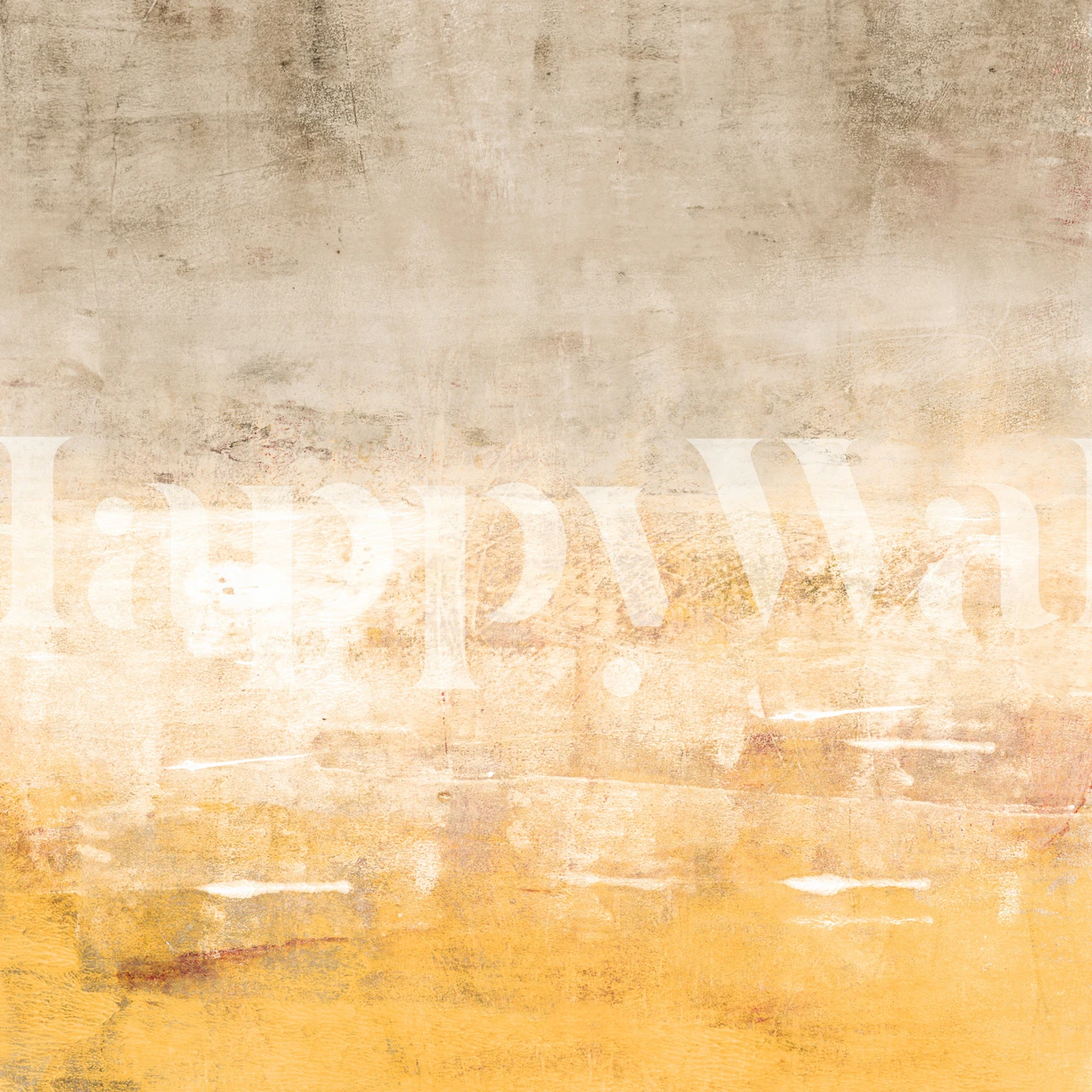 Varmtonet abstrakt okker vægmaleri med en tekstureret finish