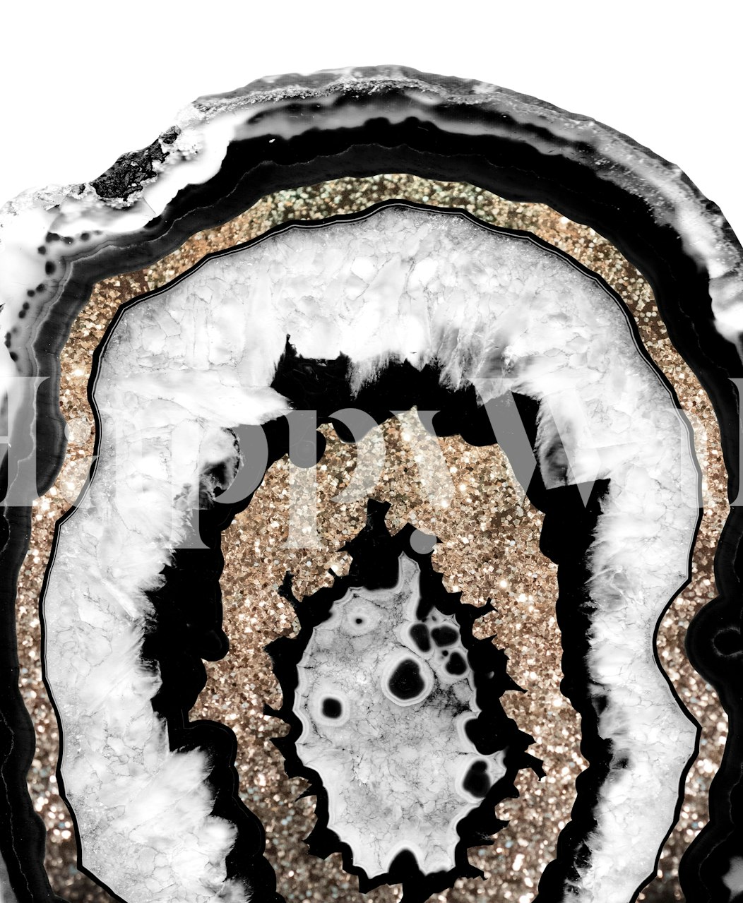 Gray agate with gold glitter details in an abstract pattern wallpaper