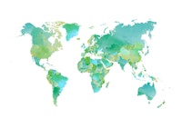 World Map In Green and Blue carta da parati