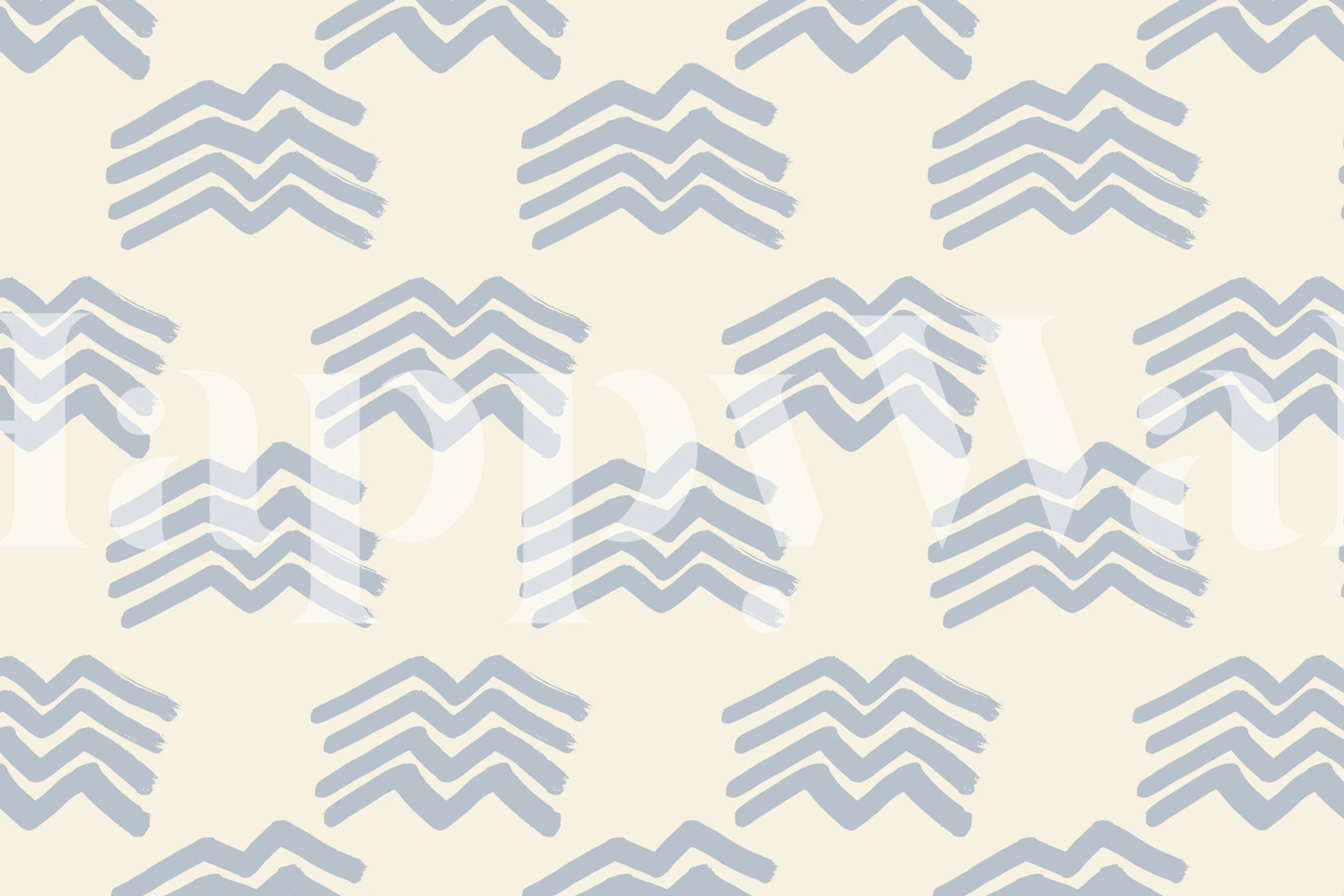 Blue zigzag mountain pattern on cream background wallpaper
