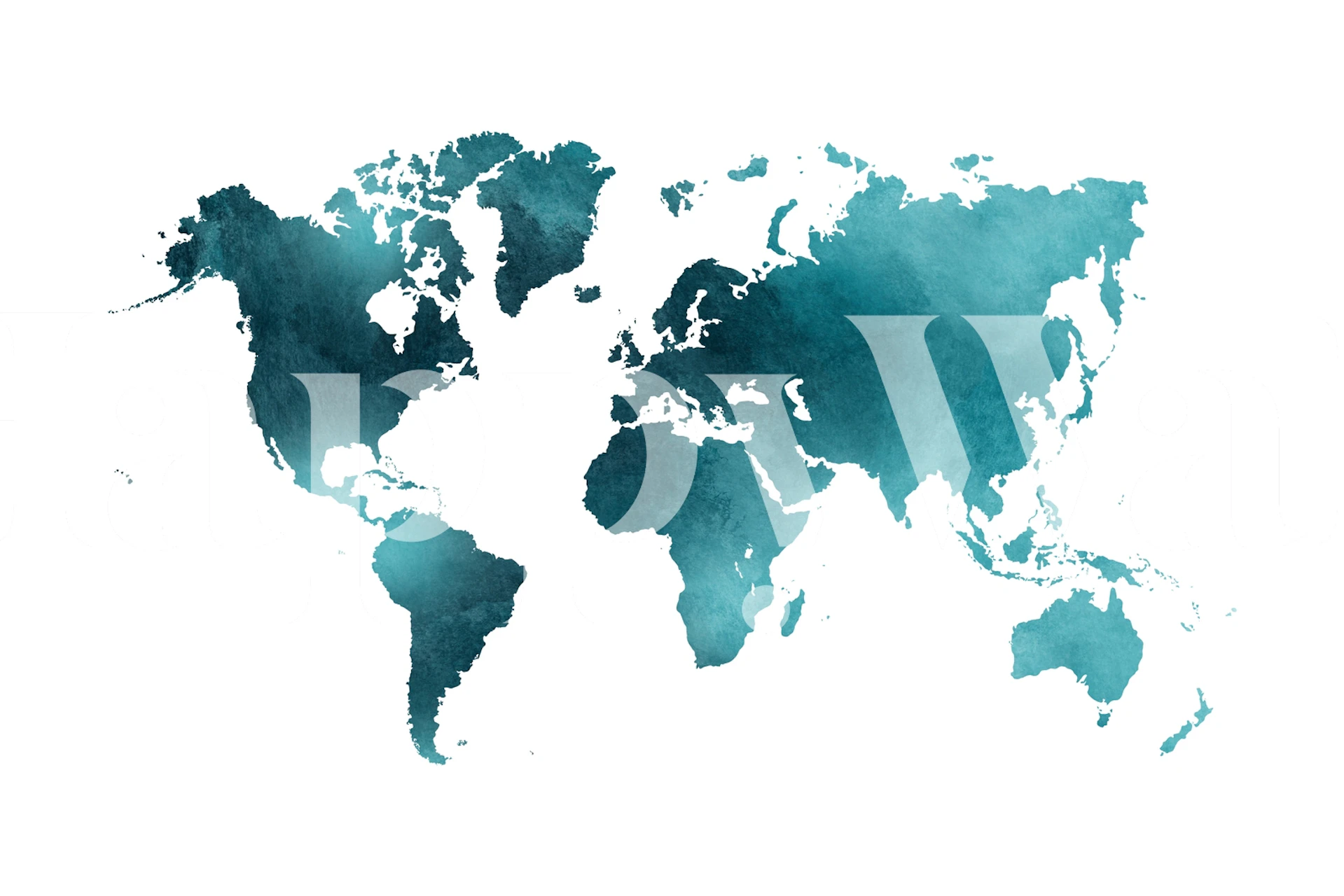 Carta da parati con mappa del mondo verde acqua e turchese