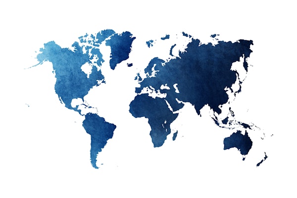 World Map Navy and Blue