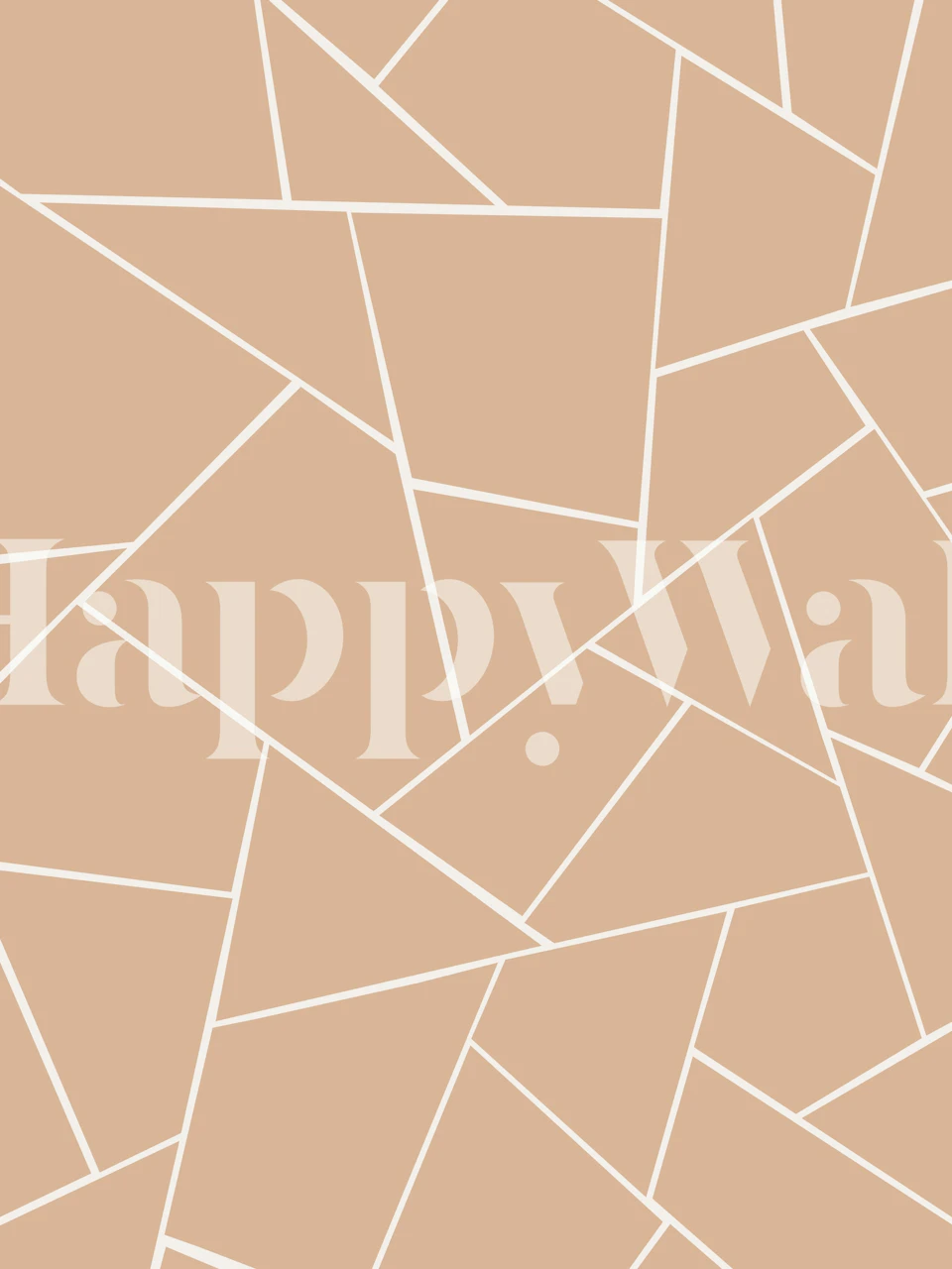 Warm beige geometric wallpaper in a room