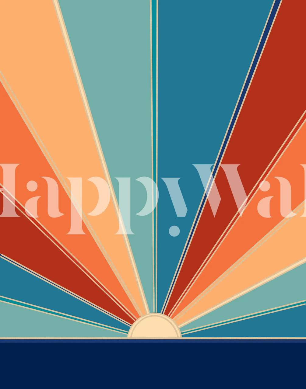 Retro wallpaper design with vibrant sun rays