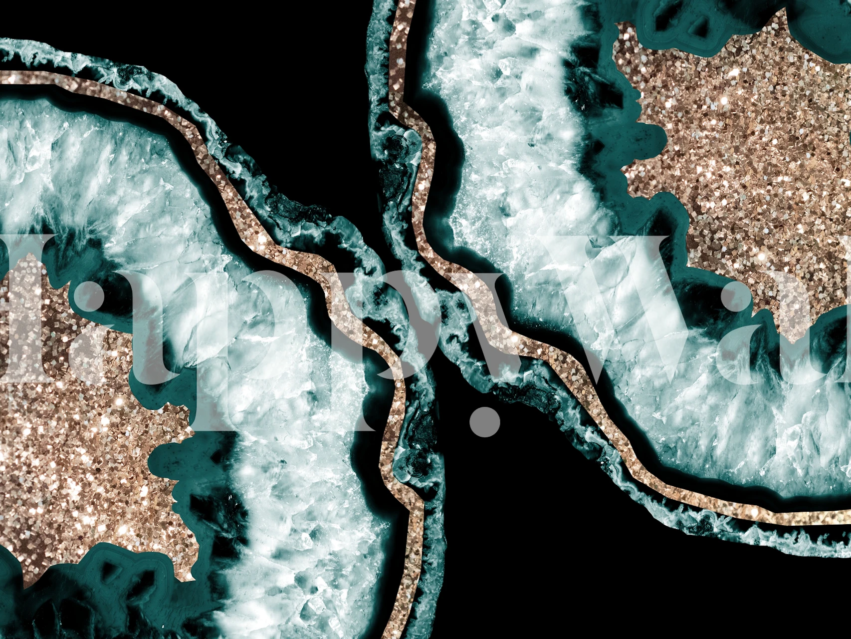 Yin Yang Agate Glitter Glam wallpaper in a room