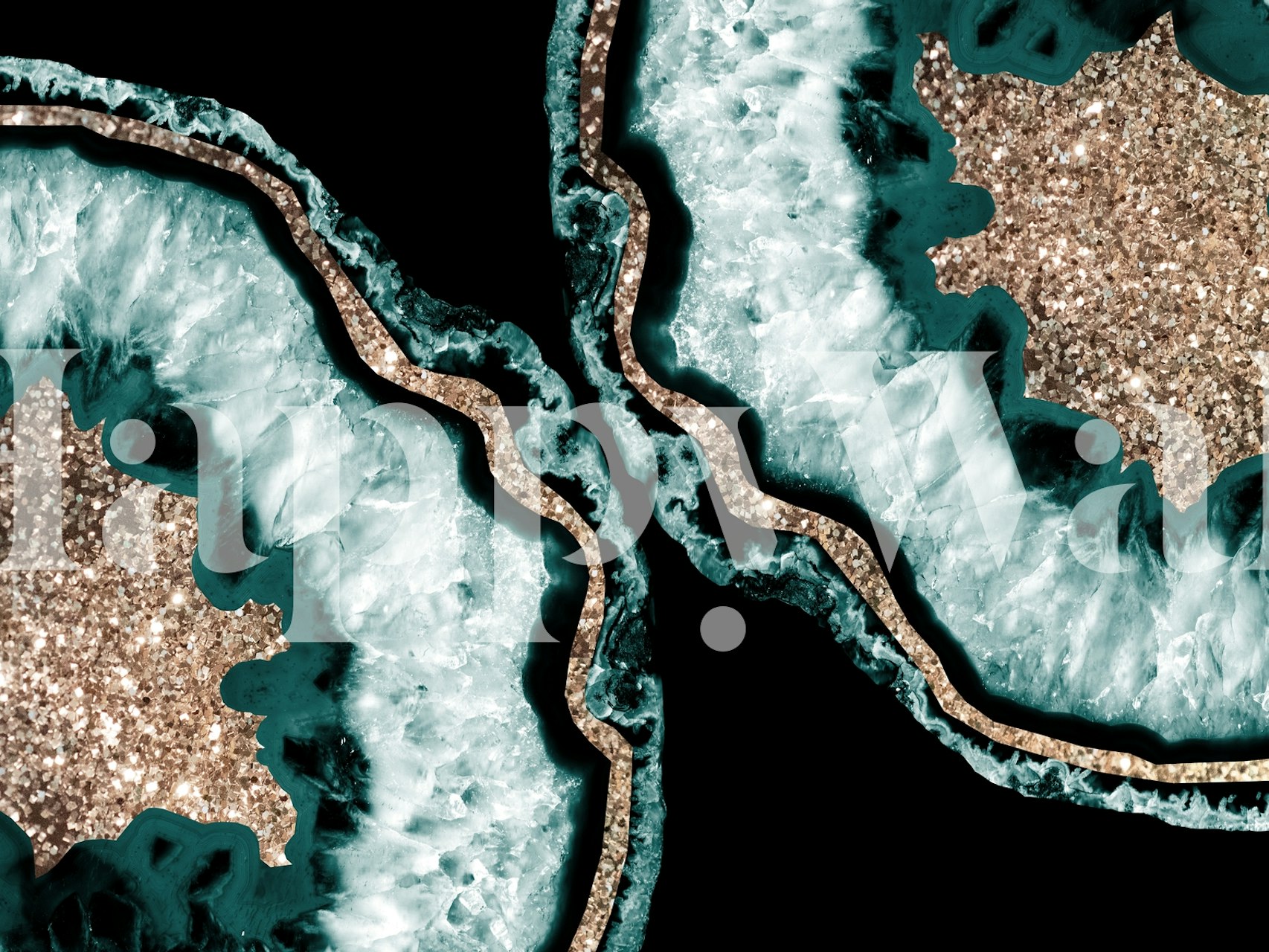 Yin Yang Agate Glitter Glam wallpaper in a room