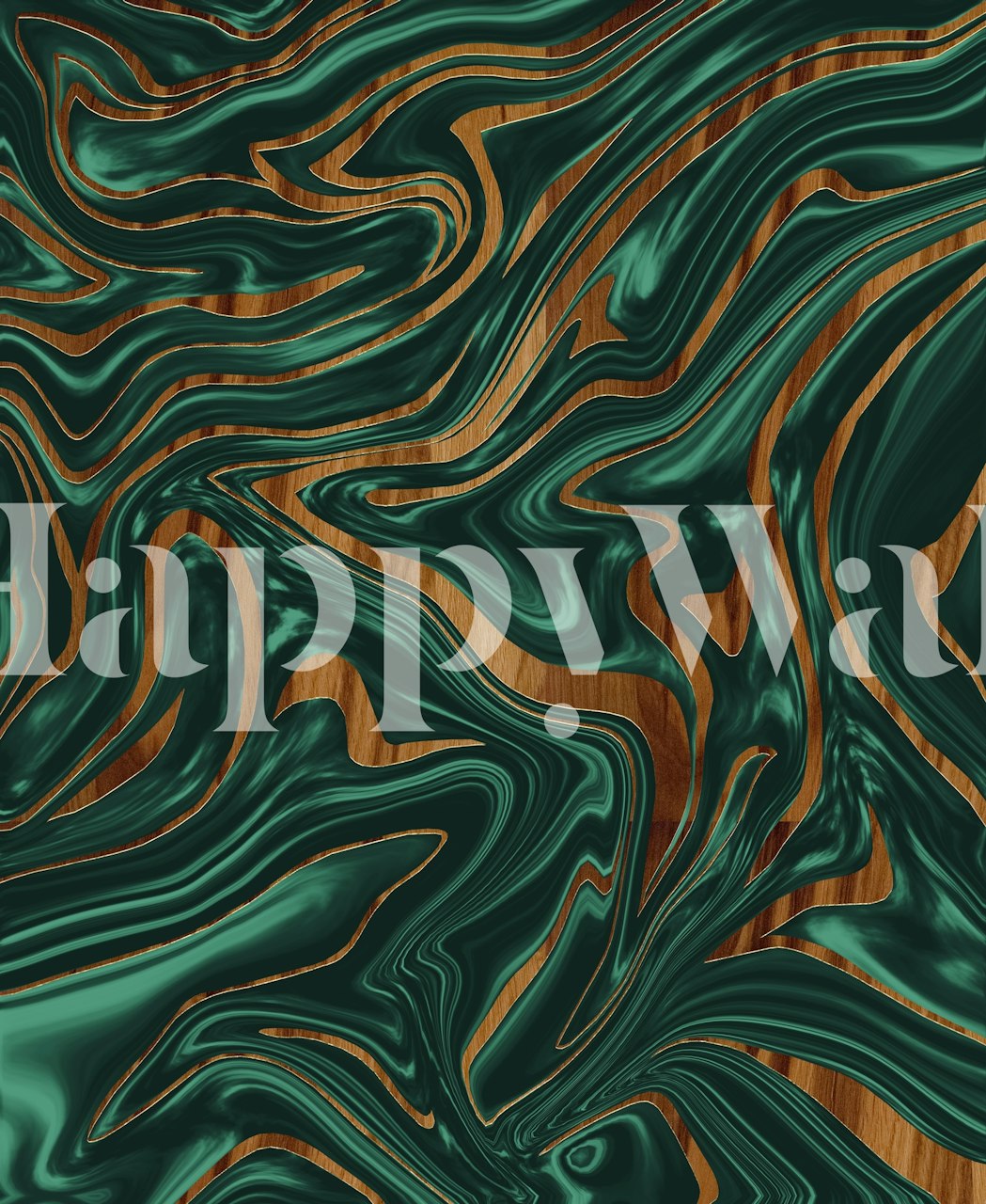 Emerald Green Wood Marble wallpaper in a room