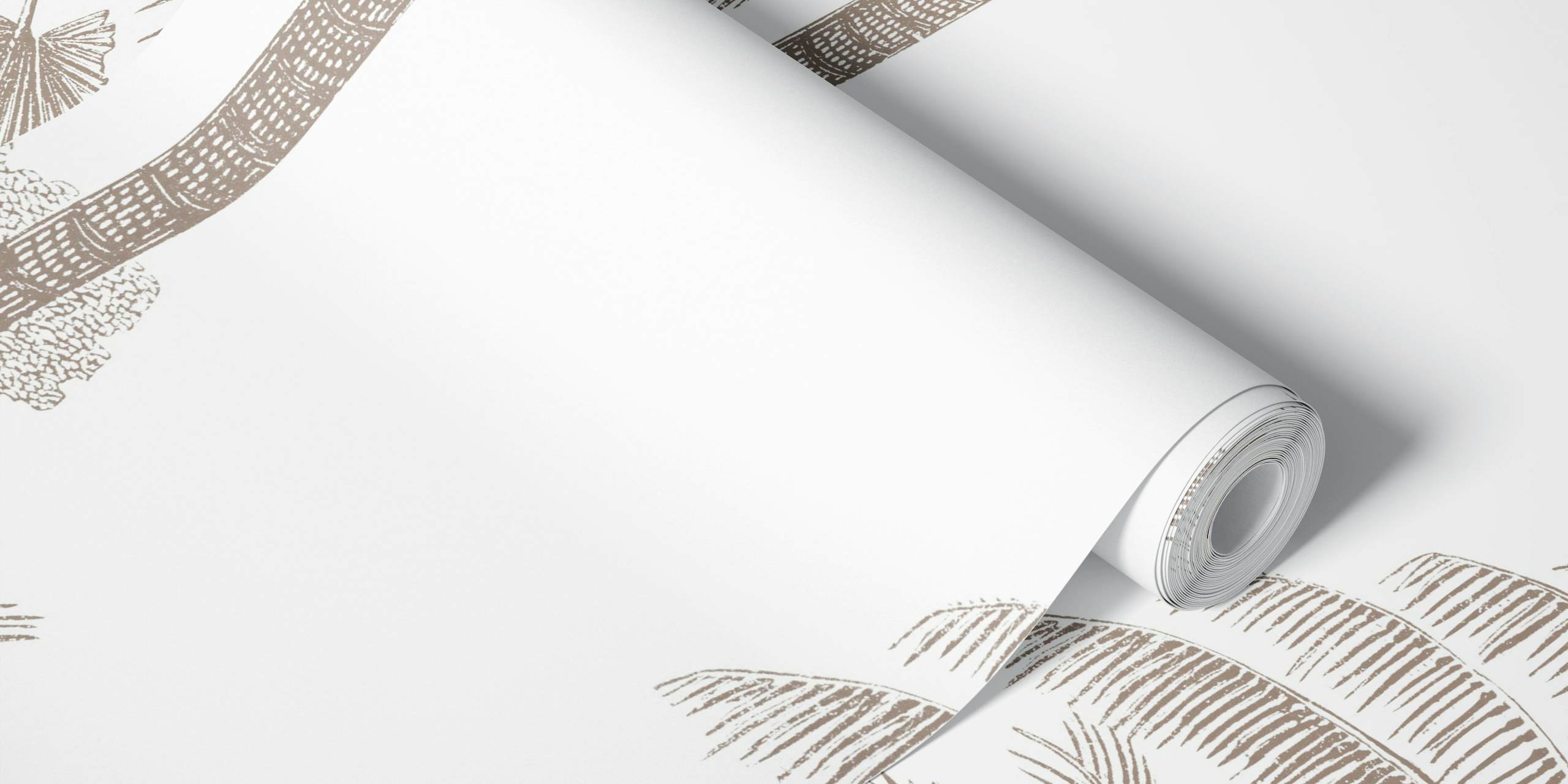 Vintage jungle scene with palm trees in bronze hues wallpaper