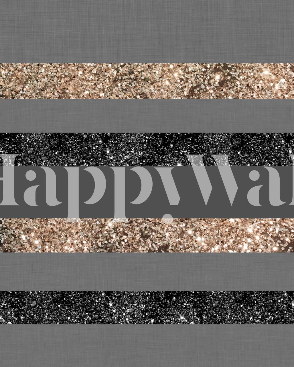 Gold glitter glam striped wallpaper in a room