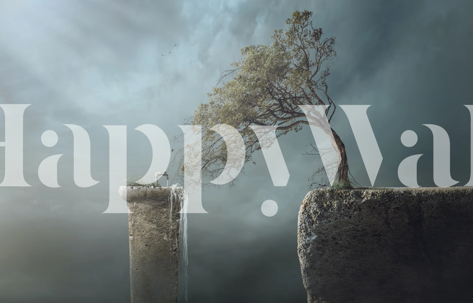 Drink Water themed wallpaper in a room