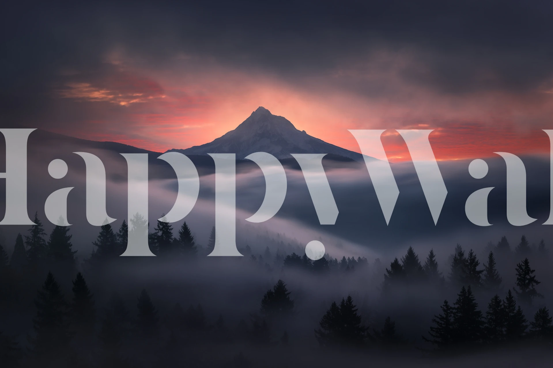 Mountain landscape with sunset colors and fog wallpaper