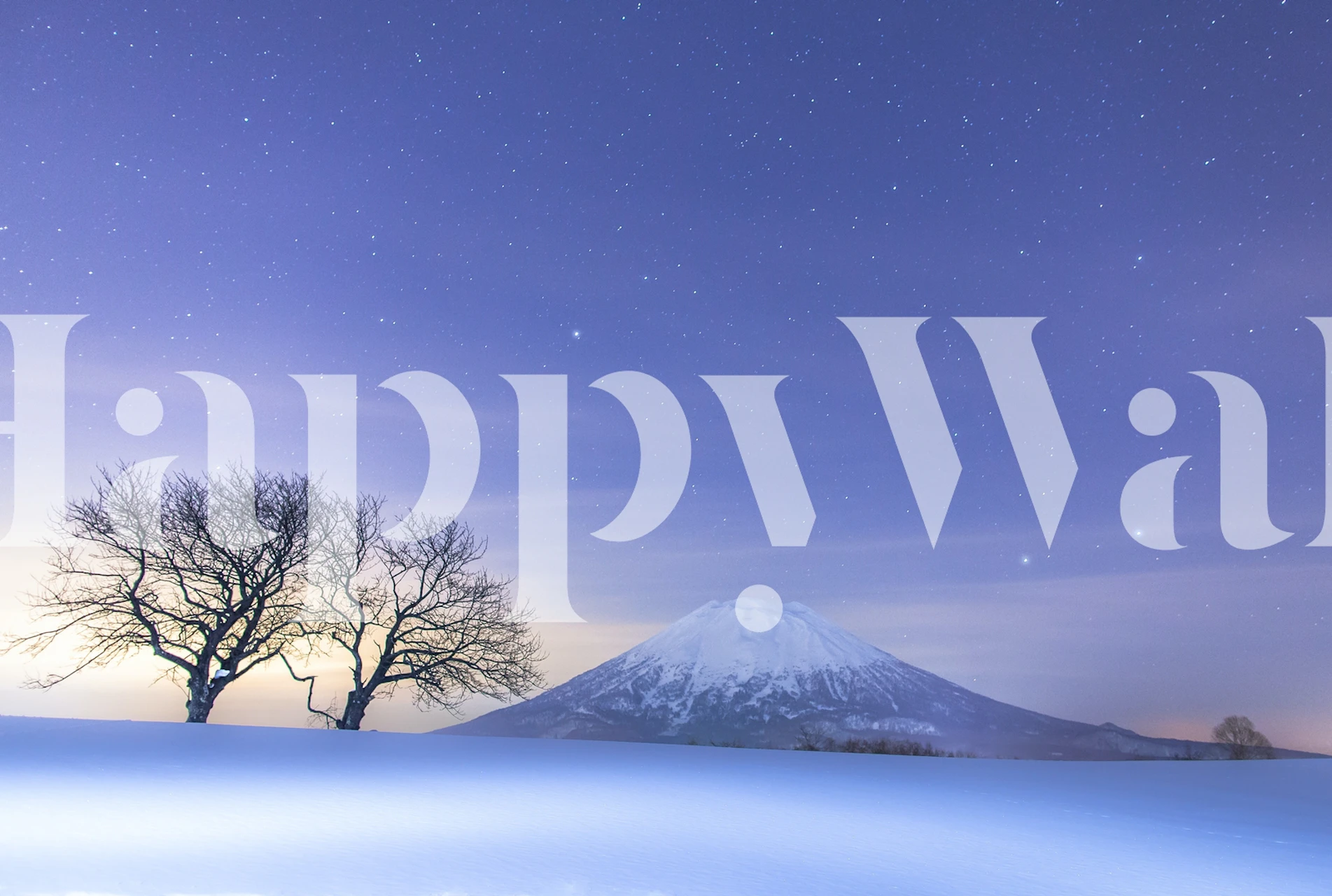 Blue mountain landscape with starry sky wallpaper
