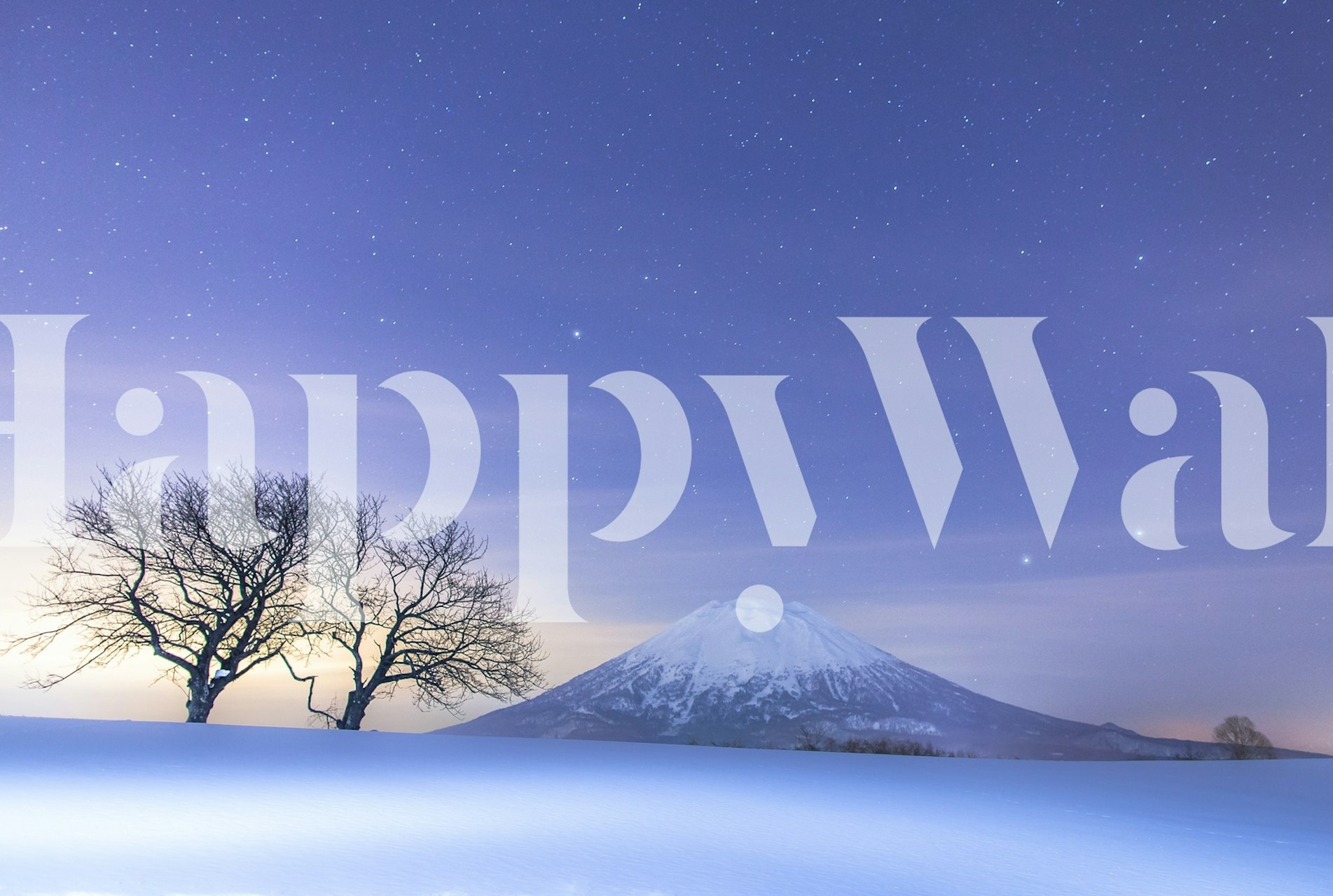 Blue mountain landscape with starry sky wallpaper