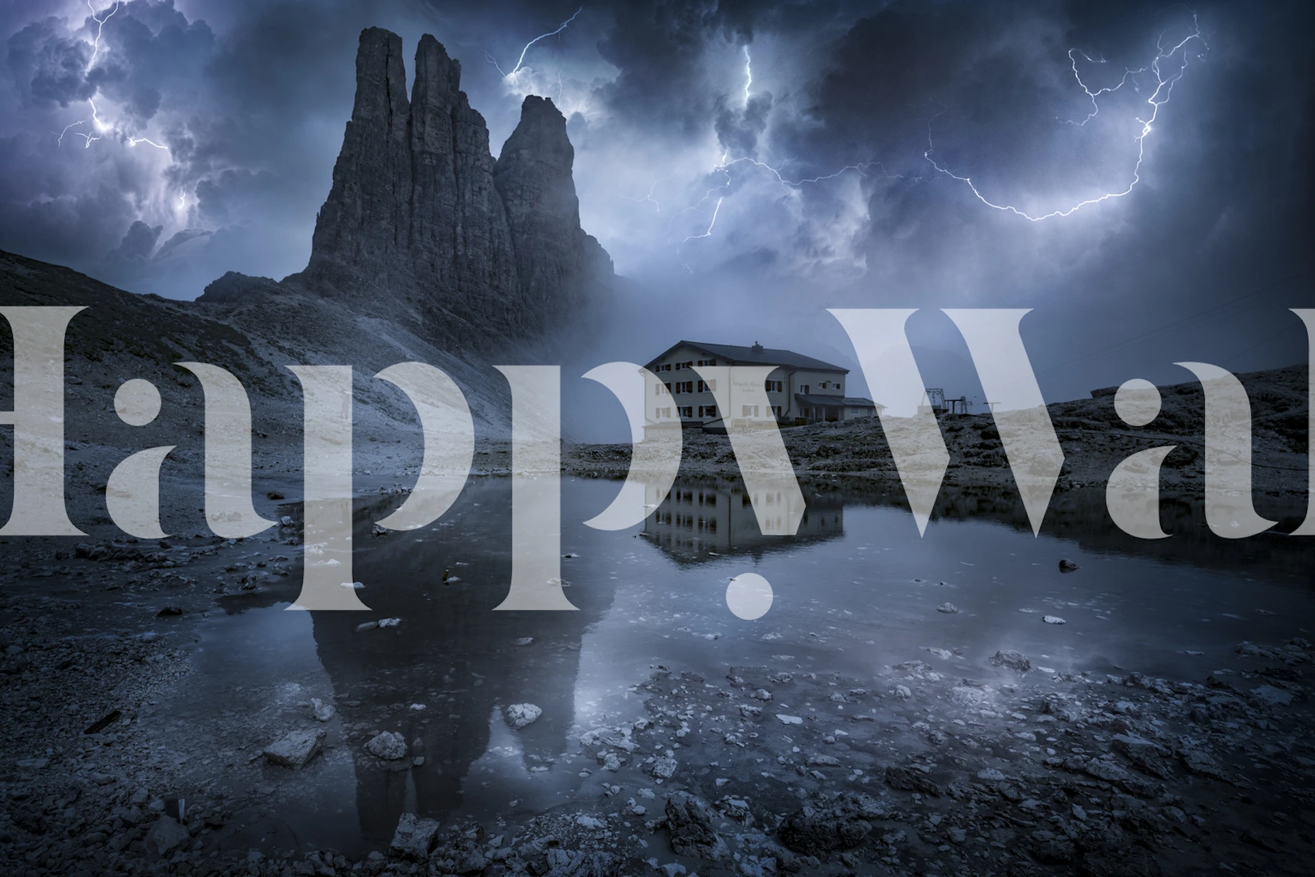 Thunderstorm in the Dolomites wallpaper in a room