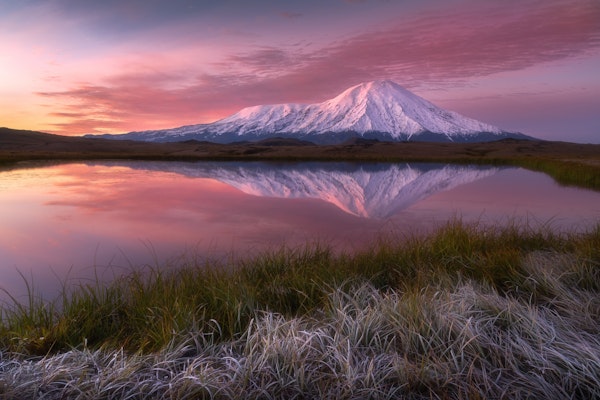 Frosty morning at Tolbachik volcano