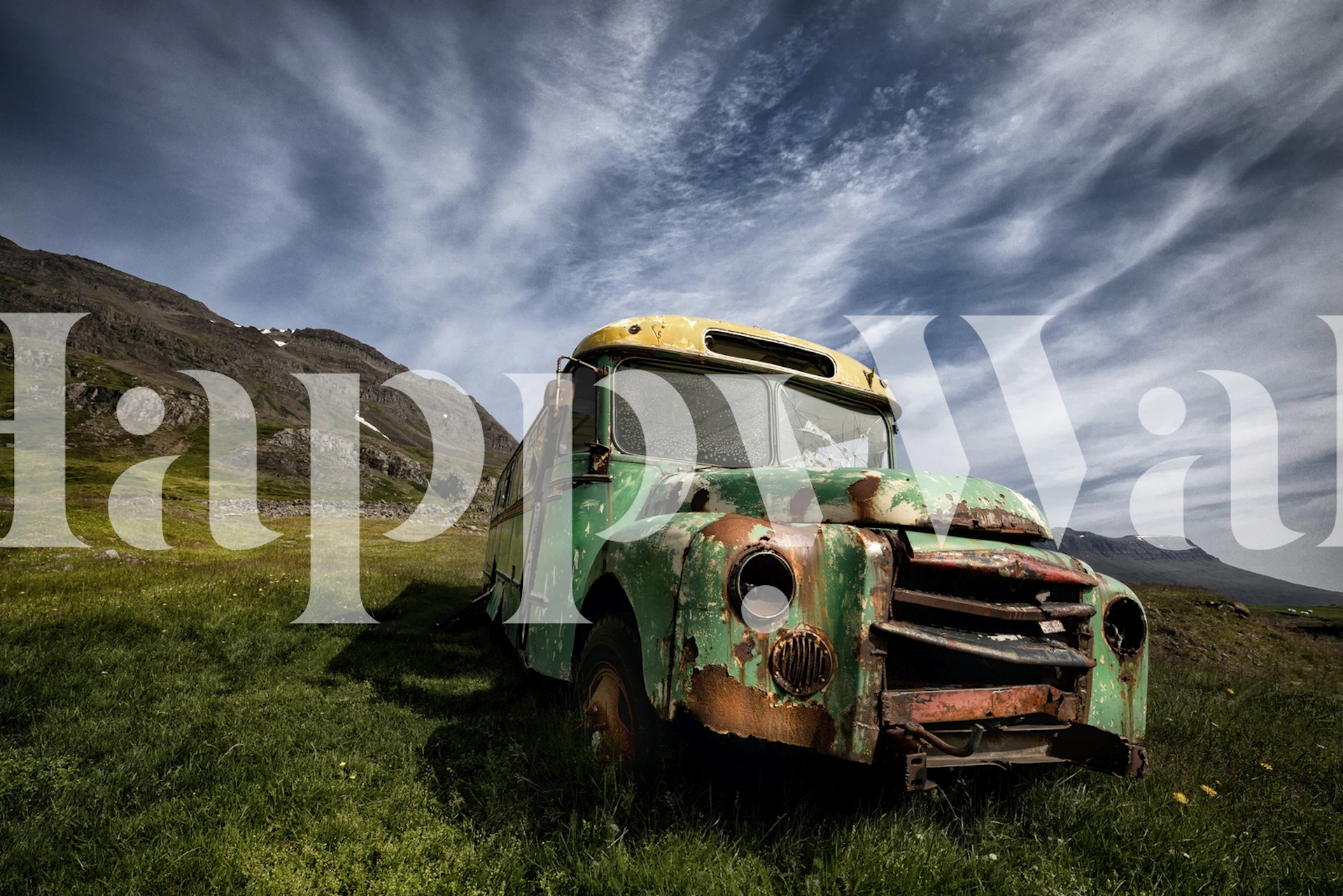 Old Green wallpaper in a room setting