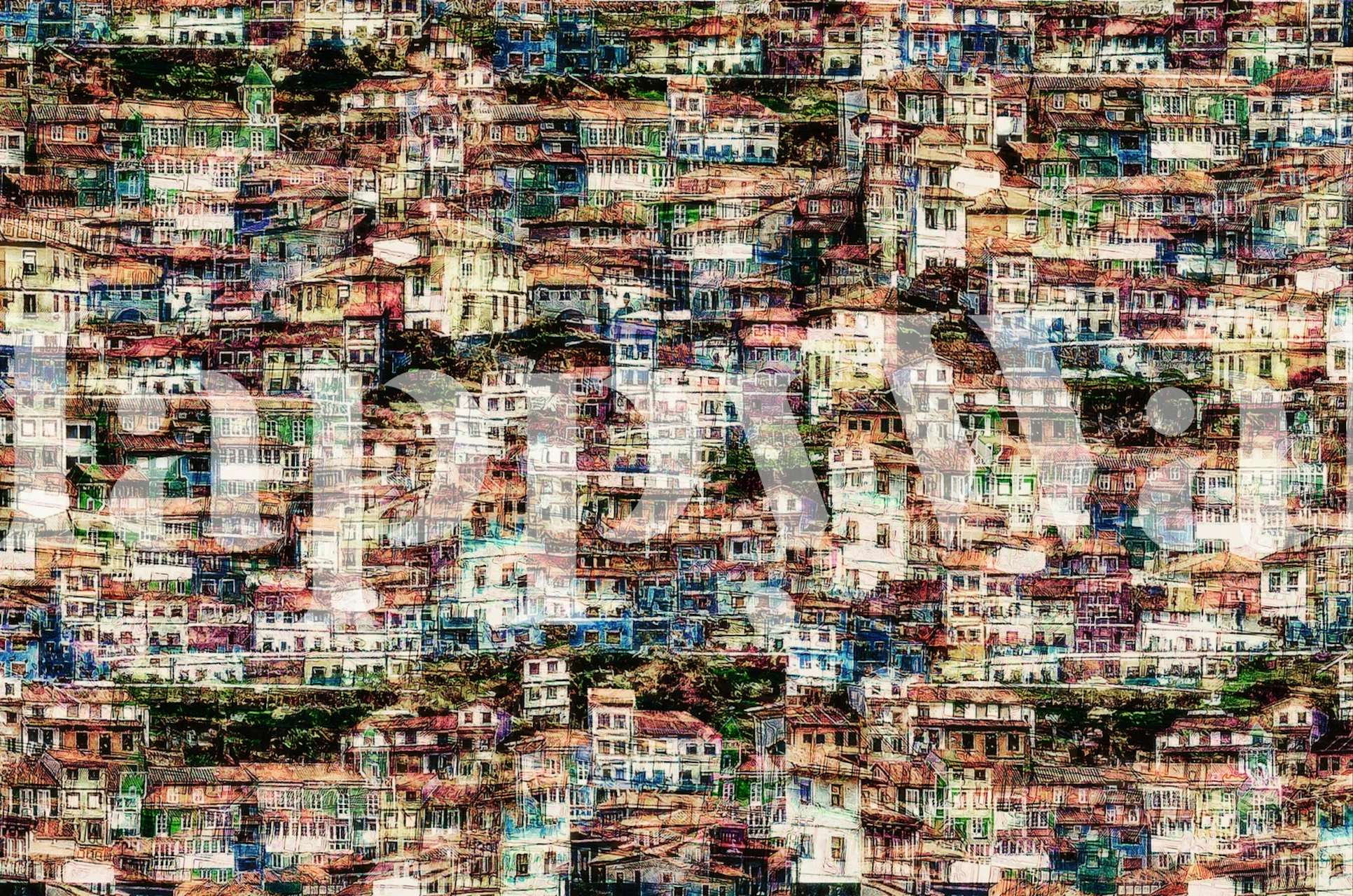 Cudillero landsby kystlandskap veggmaleri