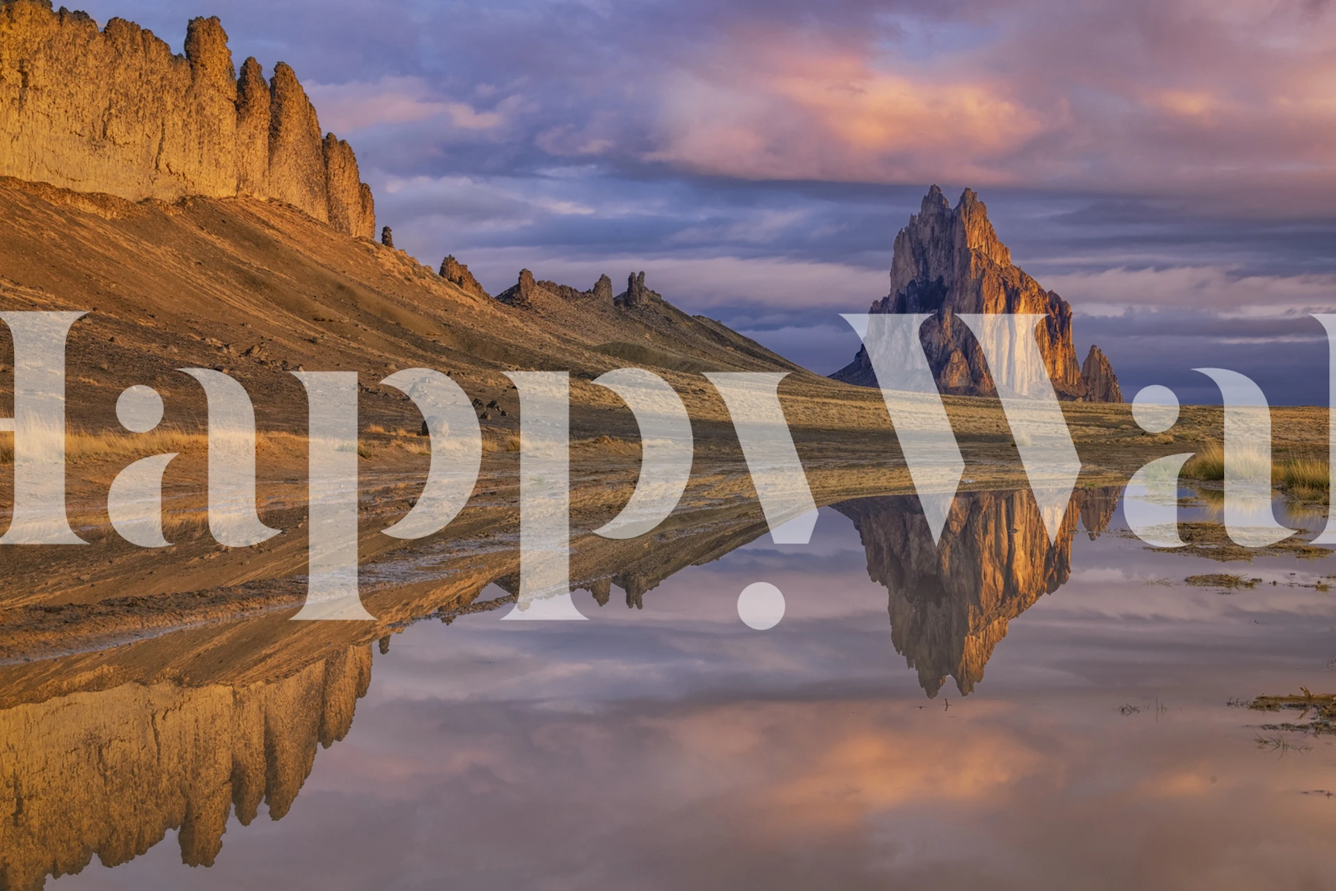 Reflection of Shiprock wallpaper in a room