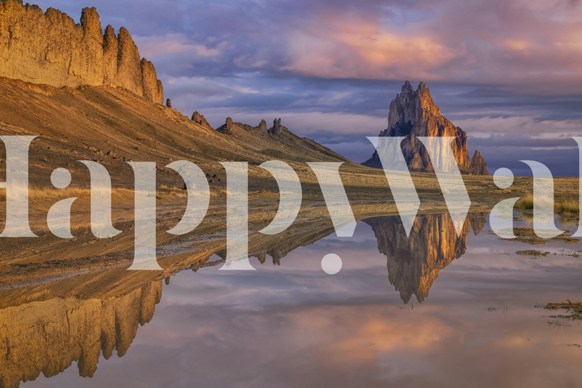 Reflection of Shiprock wallpaper in a room