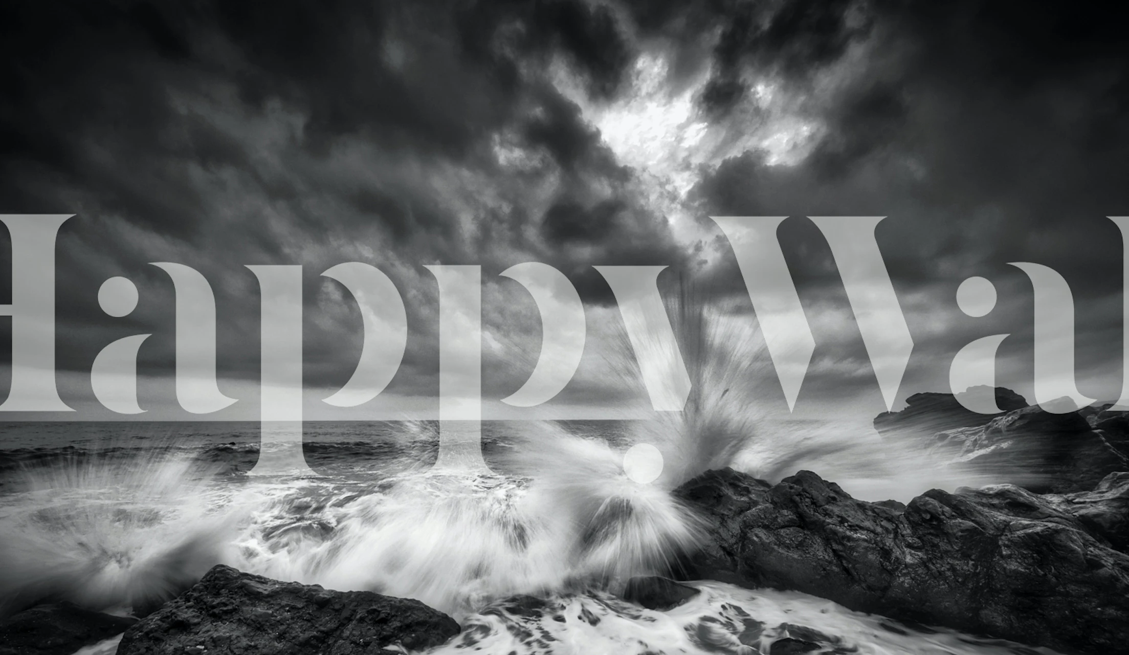 monochrome ocean waves crashing against cliffs wall mural