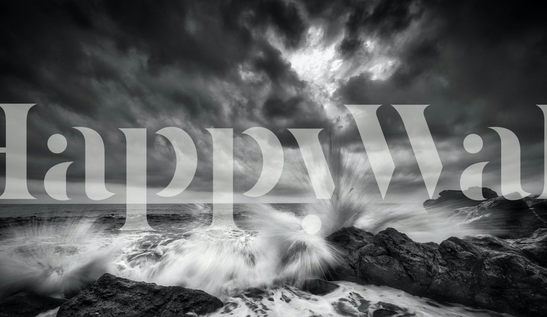 Fototapeta monochromatické vlny oceánu narážející na útesy